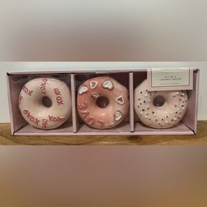 Cupcakes and Cashmere Ceramic Donuts Pink Hearts Sprinkles Valentine’s Day NEW